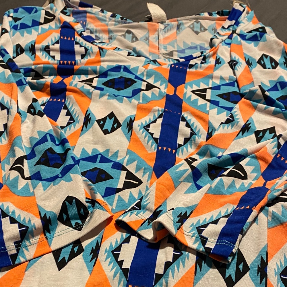 Rouge Helium Geometric Blue and Orange Blouse